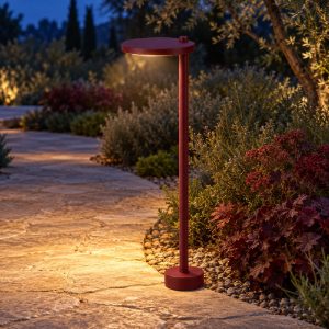 Paletto rotondo moderno per esterno bordeaux led 10w 3000k ip65 60cm
