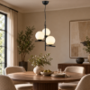 Lampadario a sospensione per tavolo da pranzo nero opaco 3 luci
