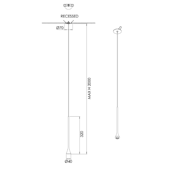 Fabas susa lampada da incasso a sospensione ottone led 5w 3000k