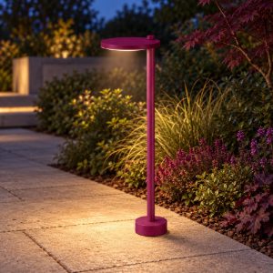 Lampioncino led 10w 3000k ip65 60cm moderno da esterno giardino rotondo magenta