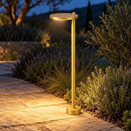 Paletto rotondo moderno per esterno oro opaco led 10w 3000k ip65 60cm