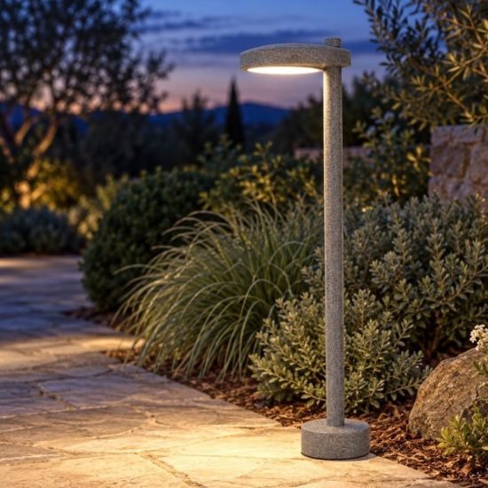 Paletto rotondo moderno grigio perla da giardino led 10w 3000k ip65 60cm