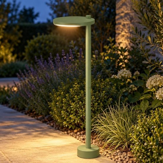 Paletto da giardino led 10w 3000k ip65 rotondo moderno verde salvia 60cm