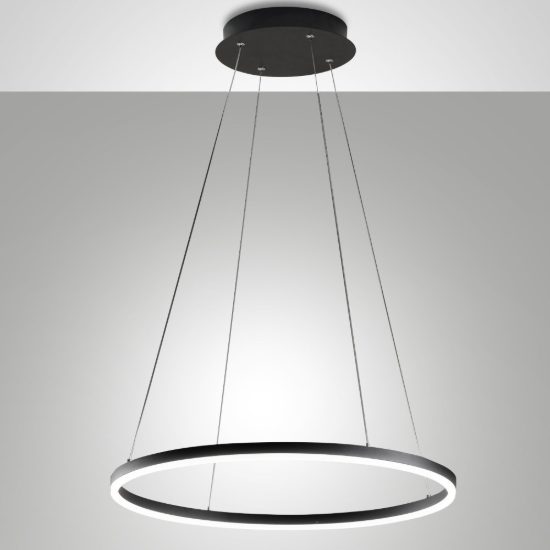 Fabas luce giotto lampadario moderno anello nero a sospensione led 36w 3000k dimmerabile