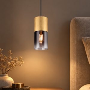Lampada a sospensione per comodino camera da letto ottone opaco vetro
