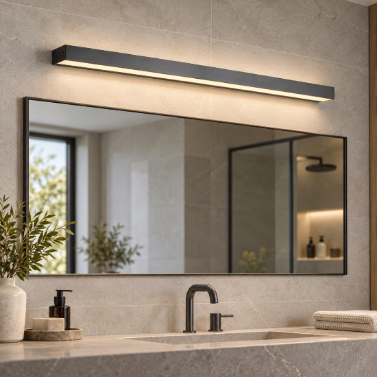 Applique per bagno led 13w 3000k nero opaco 90cm