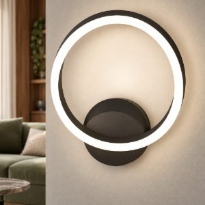 Fabas giotto applique da parete per soggiorno moderna nera led 18w 3000k dimmerabile