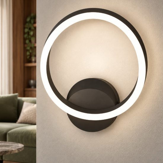 Fabas giotto applique da parete per soggiorno moderna nera led 18w 3000k dimmerabile