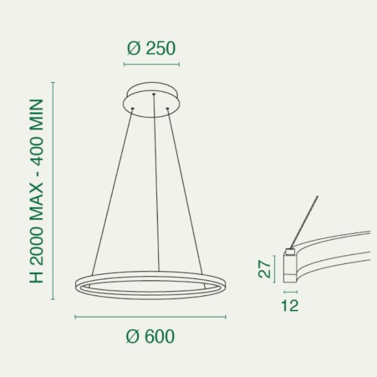 Fabas giotto lampadario moderno bianco led 36w 4000k dimmerabile