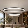 Fabas luce lampadario doppio anello nero led 52w 3000k dimmerabile