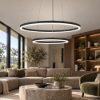 Fabas luce lampadario doppio anello nero led 52w 3000k dimmerabile