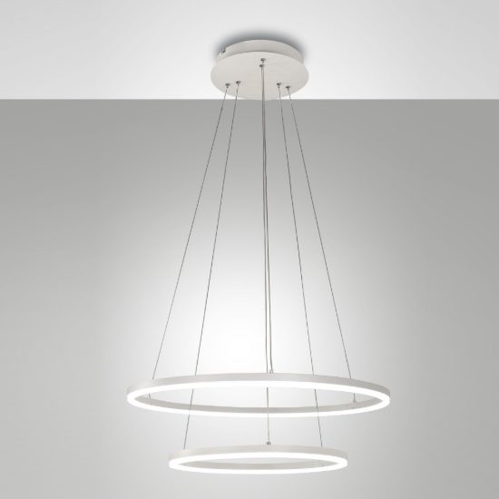 Fabas luce giotto lampadario a sospensione led 52w 3000k dimmerabile 2 luci minimal bianco
