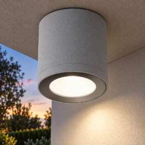 Faretto da esterno soffitto led 8,5w 3000k ip65 cilindrico moderno grigio perla