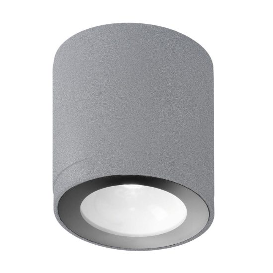 Faretto da esterno soffitto led 8,5w 3000k ip65 cilindrico moderno grigio perla