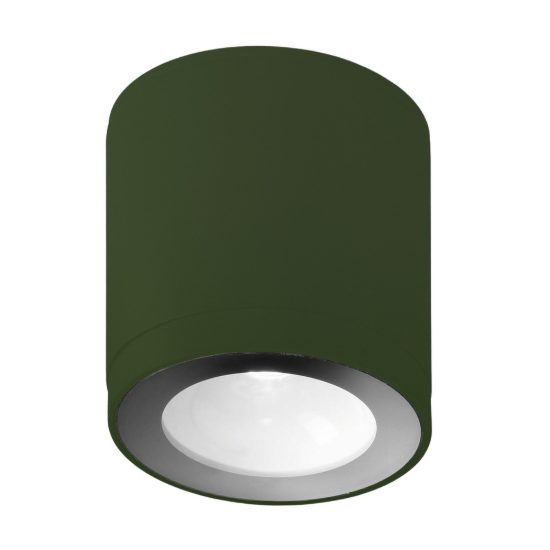 Faretto led 8,5w 3000k ip65 da esterno soffitto moderno cilindrico verde oliva