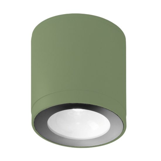 Faretto da soffitto moderno cilindro verde saliva led 8w 3000k ip65