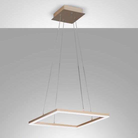 Fabas luce bard lampadario a sospensione led 39w 3000k dimmerabile quadrata minimal oro opaco