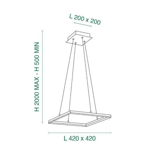 Fabas luce bard lampadario a sospensione led 39w 3000k dimmerabile quadrata minimal oro opaco