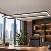 Fabas lampadario bard per ufficio moderno lineare nero led 52w 3000k dimmerabile