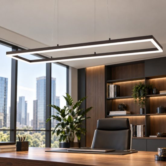Fabas lampadario bard per ufficio moderno lineare nero led 52w 3000k dimmerabile