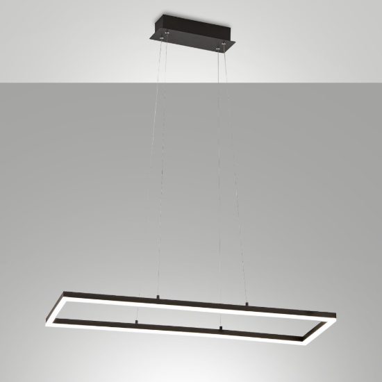 Fabas lampadario bard per ufficio moderno lineare nero led 52w 3000k dimmerabile