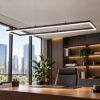 Fabas lampadario bard per ufficio moderno lineare nero led 52w 3000k dimmerabile