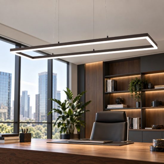 Fabas lampadario bard per ufficio moderno lineare nero led 52w 3000k dimmerabile