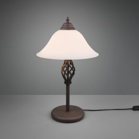 Lampada da tavolo rustica per salotto ruggine vetro