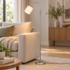 Lampada da terra per salotto luce da lettura nichel opaco