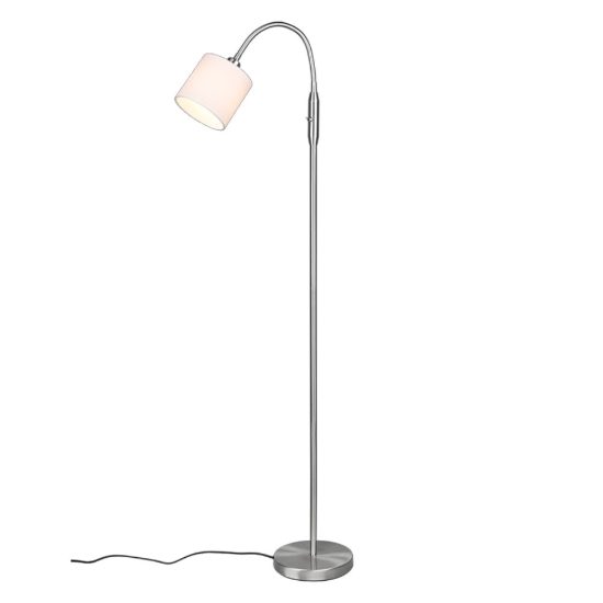 Lampada da terra per salotto luce da lettura nichel opaco
