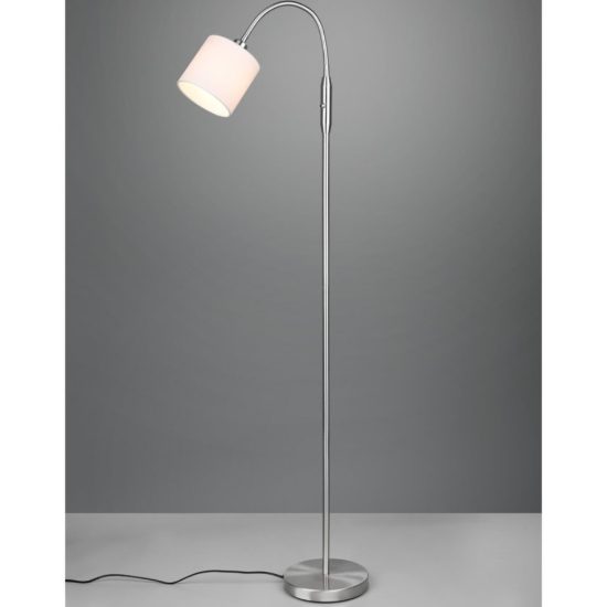 Lampada da terra per salotto luce da lettura nichel opaco
