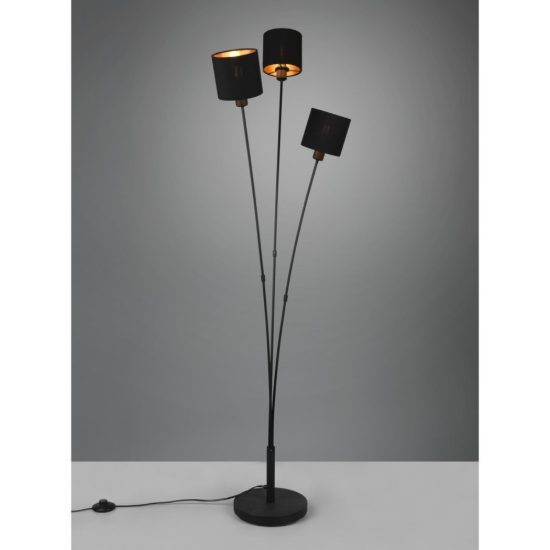 Piantana da terra design tre luci orientabili nero opaco