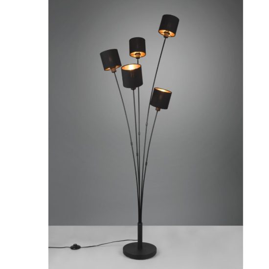 Lampada da terra piantana nera per soggiorno 4 paralumi
