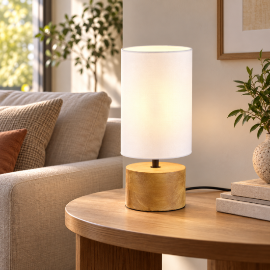 Lampada da tavolo per soggiorno naturale legno