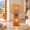 Lampada da tavolo per soggiorno marrone rattan