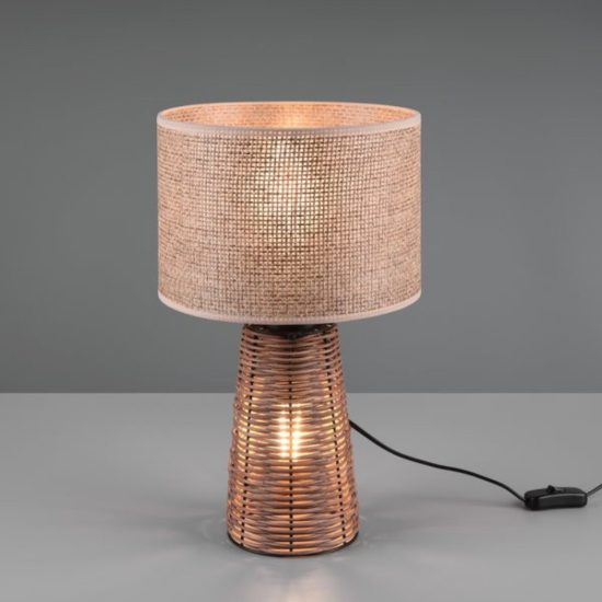 Lampada da tavolo per soggiorno marrone rattan
