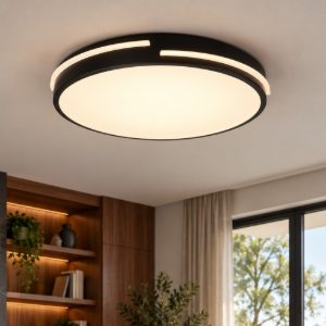 Plafoniera led cct 2700k 6500k con telecomando tonda nero opaco
