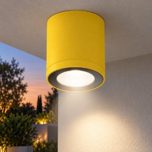 Faretto led 8,5w 3000k ip65 cilindrico moderno da esterno soffitto giallo girasole