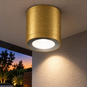 Faretto da esterno soffitto led 8,5w 3000k ip65 cilindrico moderno oro opaco