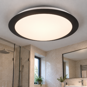 Plafoniera bagno led 12w 3000k ip44 nero opaco 29cm