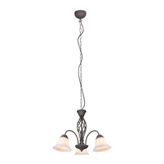Lampadario per tavolo da pranzo rustico 3 luci ruggine vetro