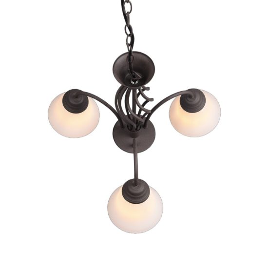 Lampadario per tavolo da pranzo rustico 3 luci ruggine vetro