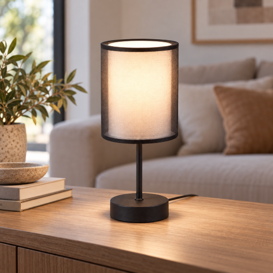Abat-jour per camera da letto nero led 2700k