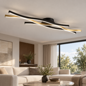 Plafoniera moderna led cct 2300k 4000k dimmerabile ottone nero