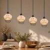 Lampadario per tavolo da pranzo naturale rattan 4 luci