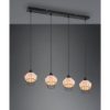 Lampadario per tavolo da pranzo naturale rattan 4 luci