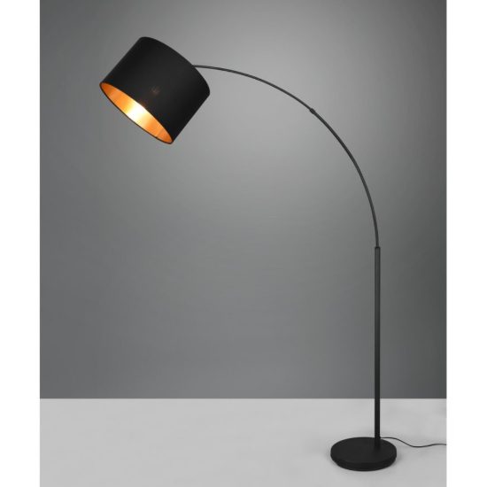 Piantana lampada da terra per tavolo da pranzo led 4w 2700k ad arco nero opaco