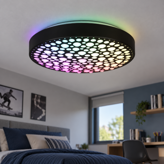 Plafoniera moderna led cct 2700k 6000k rgb con telecomando rotonda