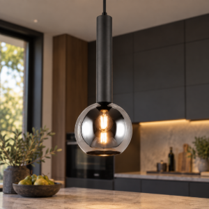 Lampada a sospensione led 4w 2700k nero opaco vetro