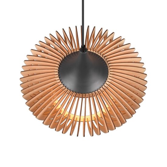 Lampada a sospensione antracite legno per tavolo da pranzo